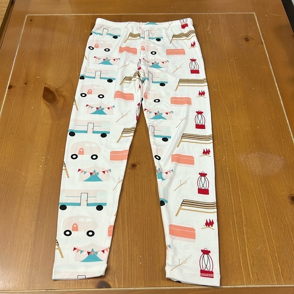 Kickee Pants Kids Pajama Bottoms - White with Multicolor Camping Print